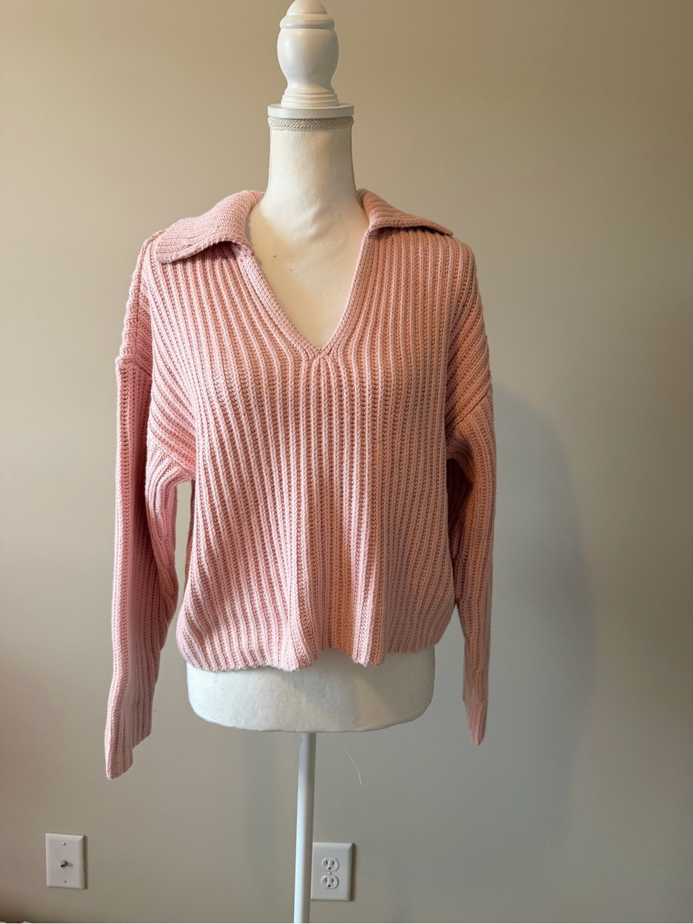 OGD One Grey day collared Brooklyn knit polo sweater oversized size medium NWT - Picture 7 of 13